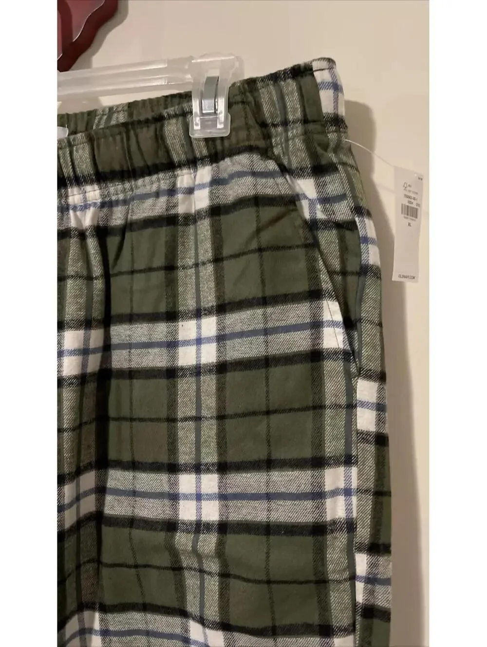 Old Navy Mens XL Green Plaid Elastic Waist Cotton PJ Pants NWT! A3058